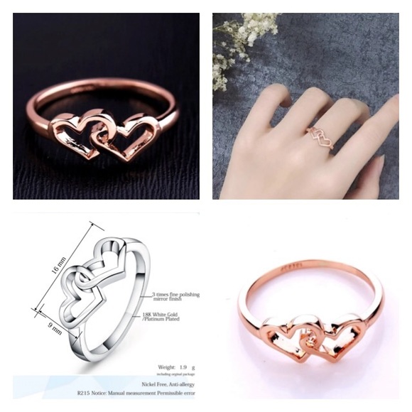 NEW!💙💎ROSE💗GOLDEN💛JOINED💛HEARTS💗RING💎💙SZ 7 - Picture 6 of 8